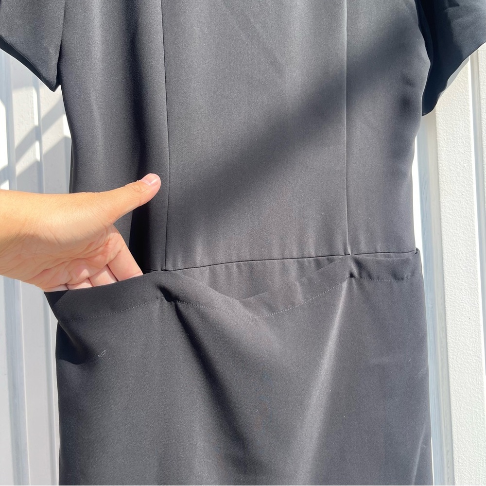 MAISON‎ MARTIN MARGIELA black short sleeve zip up pocket detail midi dress - Picture 5 of 12